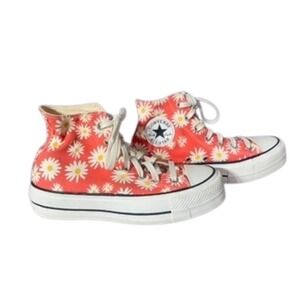 Converse‎ Chuck Taylor Daisy Print High Top Sneakers Coral Women's 7.5
